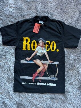 RODEO Graphic Short Sleeve Tee - Black with Yellow Print
